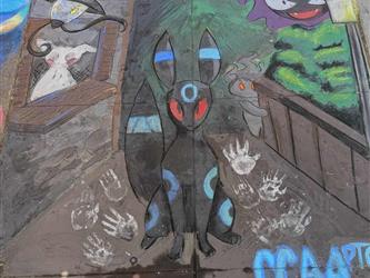 Chalk art: Black Pokemon