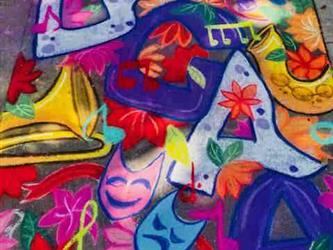 Chalk art: CCAA surrounded by art images